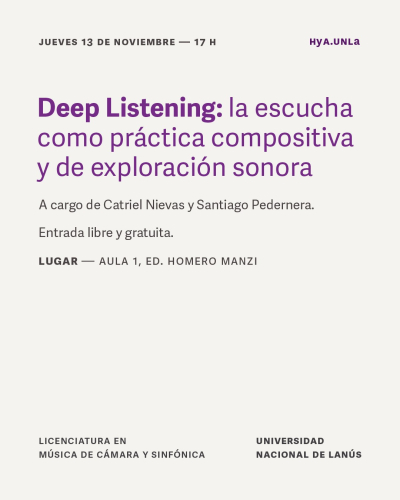 Taller gratuito de &quot;Deep Listening&quot;