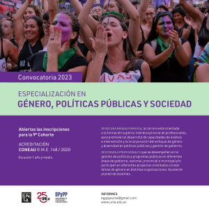 Sumate a la Especialización en Género, Políticas Públicas y Sociedad