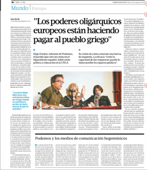 &quot;Los poderes oligárquicos europeos están haciendo pagar al pueblo griego&quot;
