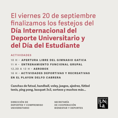 ¡Sumate a los festejos por el día del estudiante y del deporte universitario!