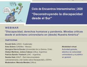 Invitan al webinar sobre discapacidad, derechos humanos y pandemia