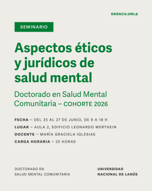 Seminario sobre aspectos &eacute;ticos y jur&iacute;dicos en salud mental