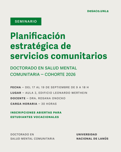 Seminario de doctorado sobre planificaci&oacute;n estrat&eacute;gica de servicios comunitarios
