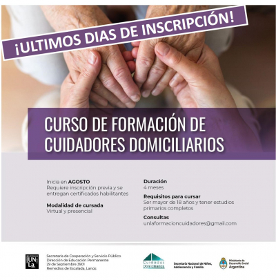 Sumate al Curso de Formación de Cuidadores Domiciliarios