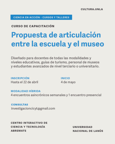 Curso de capacitaci&oacute;n sobre la articulaci&oacute;n entre la escuela y el museo