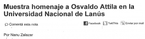 Muestra homenaje a Osvaldo Attila en la Universidad Nacional de Lanús