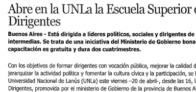 Abre en la UNLa la Escuela Superior de Dirigentes