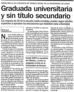 Graduada Universitaria y sin título secundario