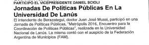 Jornadas de Políticas Públicas en la Universidad de Lanús