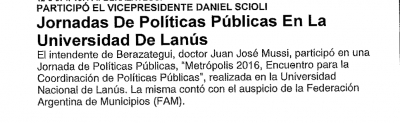 Jornadas de Políticas Públicas en la Universidad de Lanús