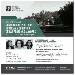 Clase abierta sobre políticas públicas y derechos de las personas mayores