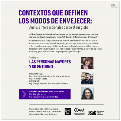 Sumate a la clase abierta sobre contextos que definen los modos de envejecer