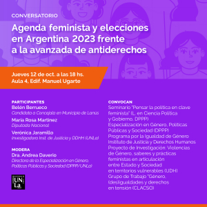 Invitamos a la charla &quot;Agenda feminista y elecciones en Argentina 2023 frente a la avanzada de antiderechos&quot;