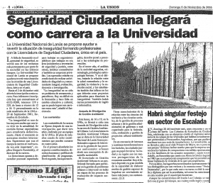 Seguridad Ciudadana llegará como carrera a la Universidad