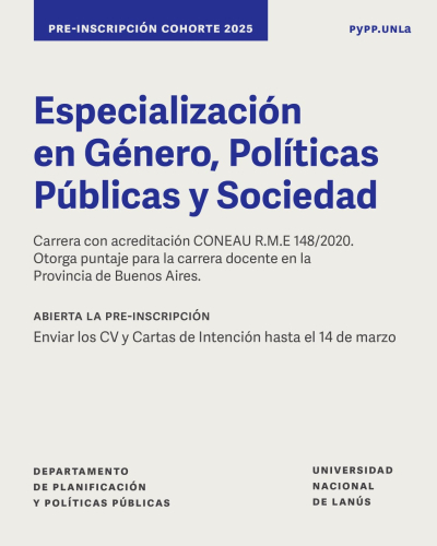 Continúa la inscripción para la Especialización en Género