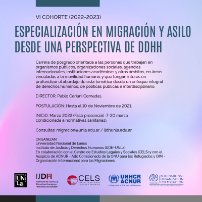 Inscripción a la Especialización en Migración y Asilo desde una Perspectiva de los Derechos Humanos