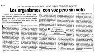 Los organismos, con voz pero sin voto