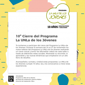 Cierre anual de los talleres del Programa La UNLa de los Jóvenes