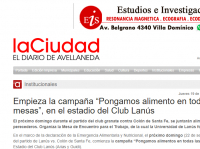 Empieza la campa&ntilde;a &ldquo;Pongamos alimento en todas las mesas&rdquo;, en el estadio del Club Lan&uacute;s