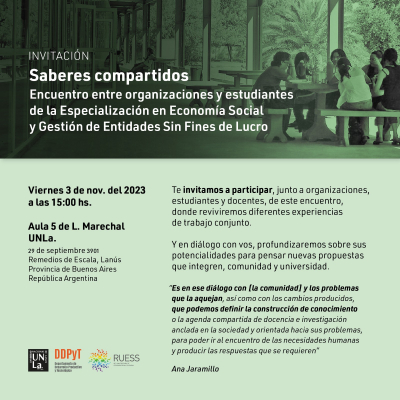 Sumate al encuentro &quot;Saberes compartidos&quot;