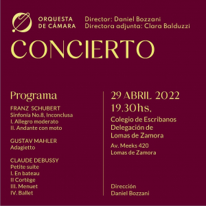 ¡Venite al concierto de nuestra Orquesta de Cámara!