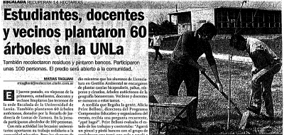 Estudiantes, docentes y vecinos plantaron 60 árboles en la UNLa