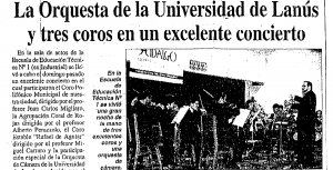 La Orquesta de la Universidad de Lanús y tres coros en un excelente concierto