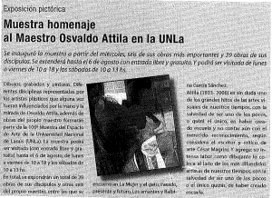Muestra homenaje al Maestro Osvaldo Attila en la UNLa