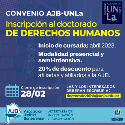 Inscripci&oacute;n al Doctorado en DD.HH. de la UNLa