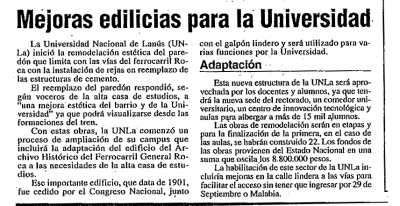 Mejoras edilicias para la Universidad