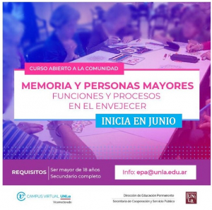 Curso abierto a la comunidad sobre memoria y personas mayores