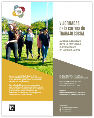 Convocan a las V Jornadas de la carrera de Trabajo Social
