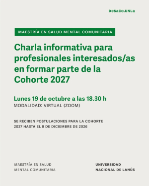 Charla informativa sobre la Maestr&iacute;a en Salud Mental Comunitaria