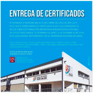 Entrega de certificados de los cursos de la Escuela de Oficios