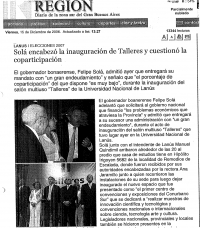 Sol&aacute; encabez&oacute; la inauguraci&oacute;n de Talleres y cuestion&oacute; la coparticipaci&oacute;n